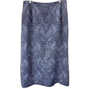 VTG 90s Pendleton Womens Size 12 Virgin Wool Pencil Midi Skirt Blue Paisley